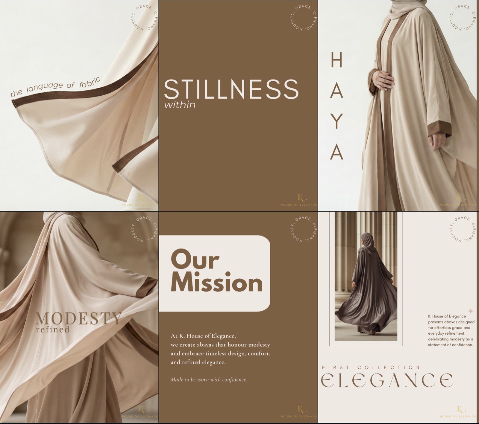 K. House of Elegance Instagram grid designed by The Social Craftery